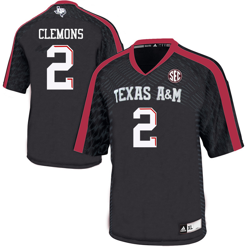 Men #2 Micheal Clemons Texas A&M Aggies College Football Jerseys Sale-Black